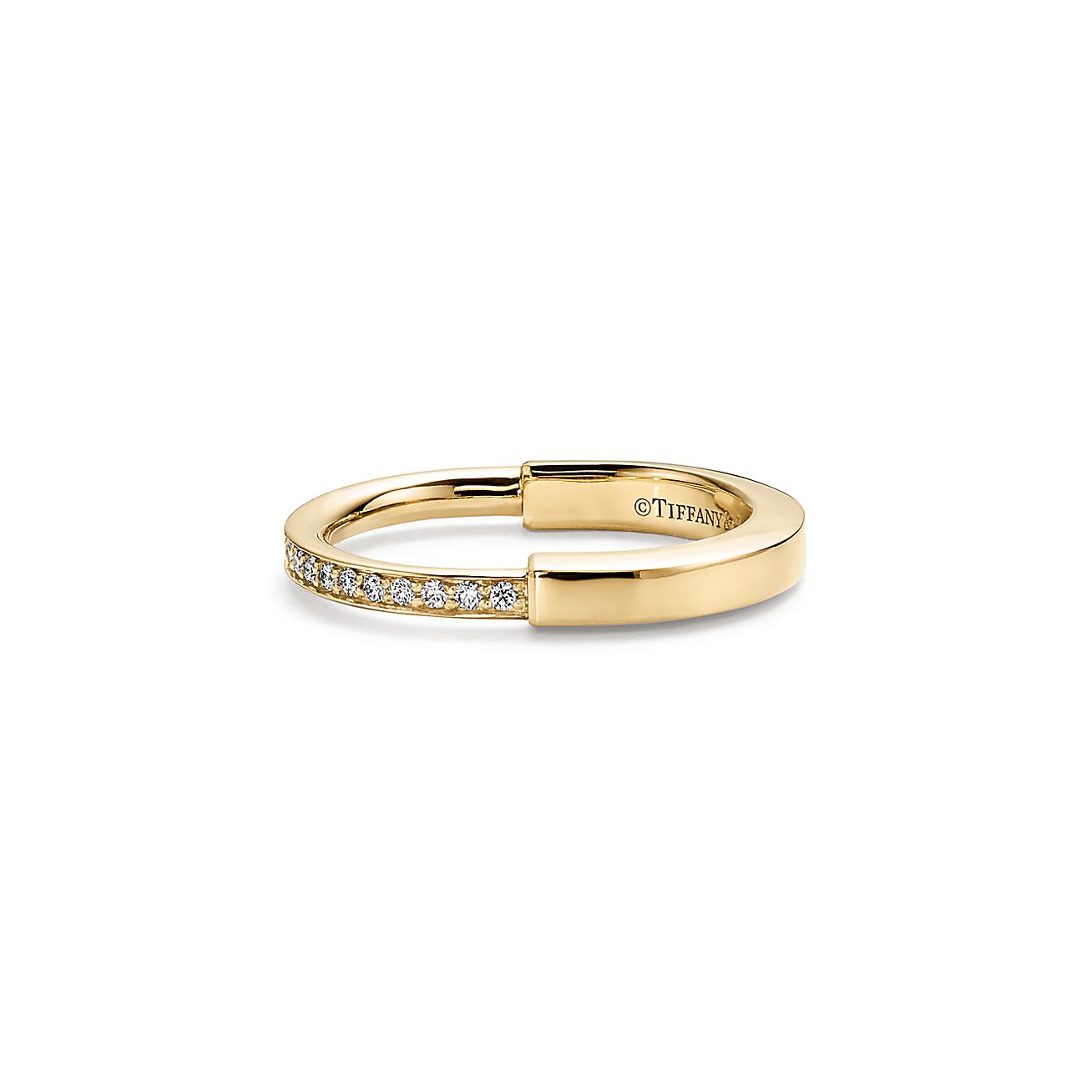 18K Tiffany Lock Diamonds Yellow Gold Ring