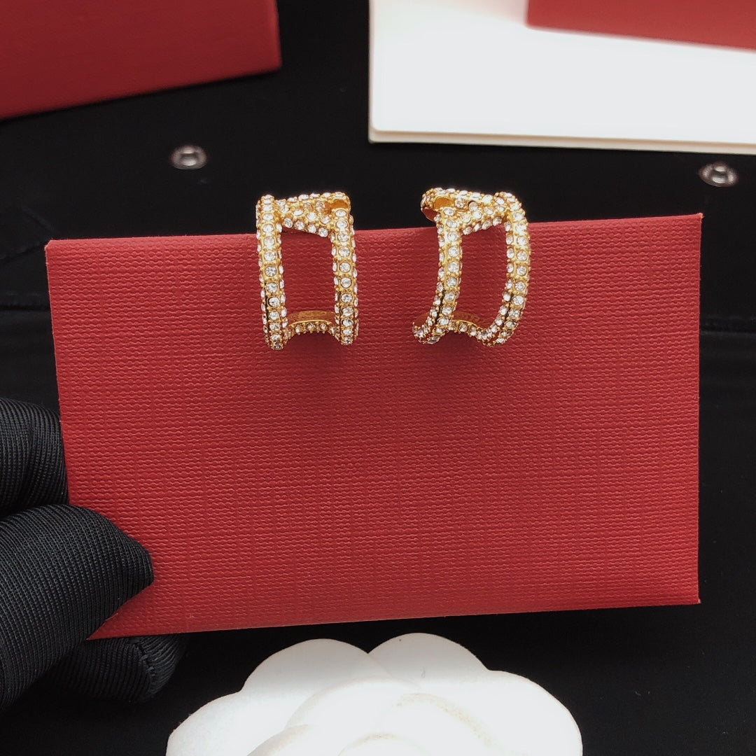 18K Valentino Diamonds Open Earrings
